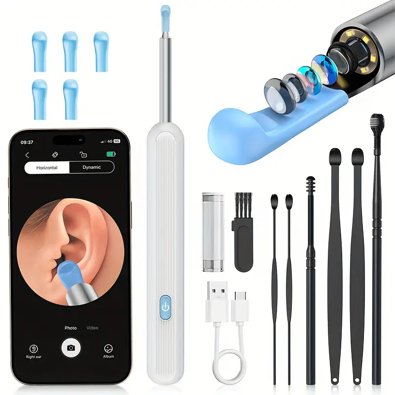 INSKAM Smart Ear Cleaning Camera with LED Light – Wireless HD Otoscope with 6 Spoons & 7 Tips – Safe for All Phones