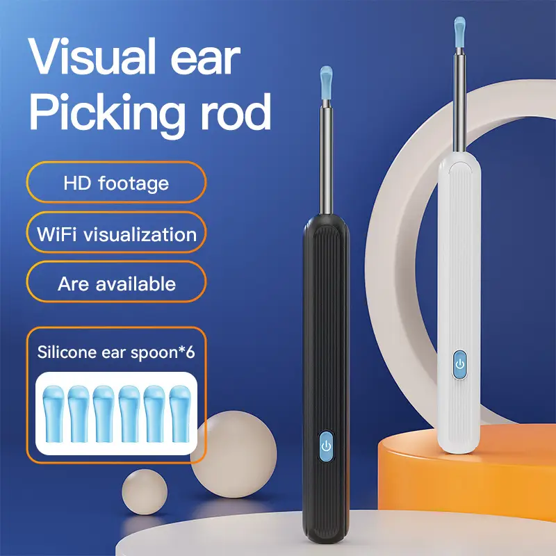 INSKAM Smart Ear Cleaning Camera with LED Light – Wireless HD Otoscope with 6 Spoons & 7 Tips – Safe for All Phones