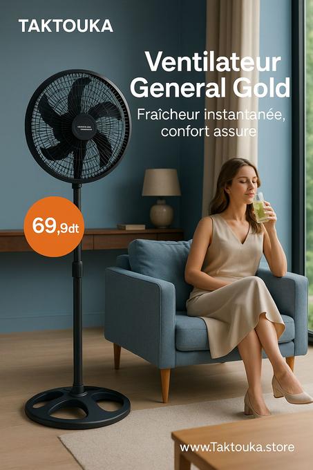 VENTILATEUR SUR PIED DIAMÈTRE 50CM 220V 100W General Gold