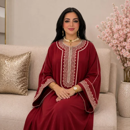 قفطان احمر راقٍي للمناسبات