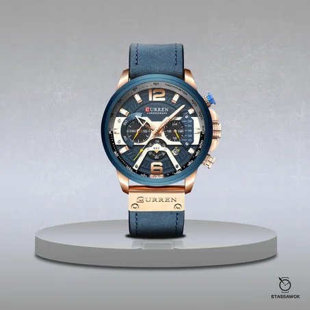 Curren Montre Homme 8329 Cuir Bleu
