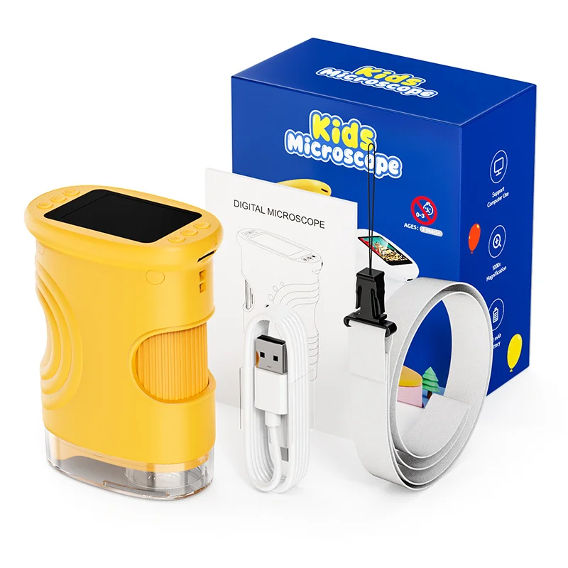 مجهر رقمي تعليمي مصمم للاكتشاف والفضول العلمي Microscope for kids zoom X1000