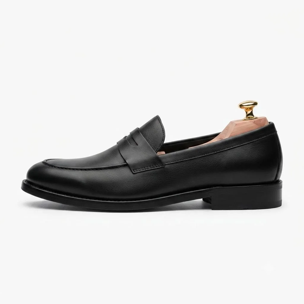 Chaussure  Classique en Cuir Véritable R203 - Noir .