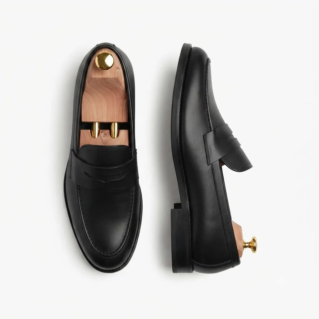 Chaussure  Classique en Cuir Véritable R203 - Noir .