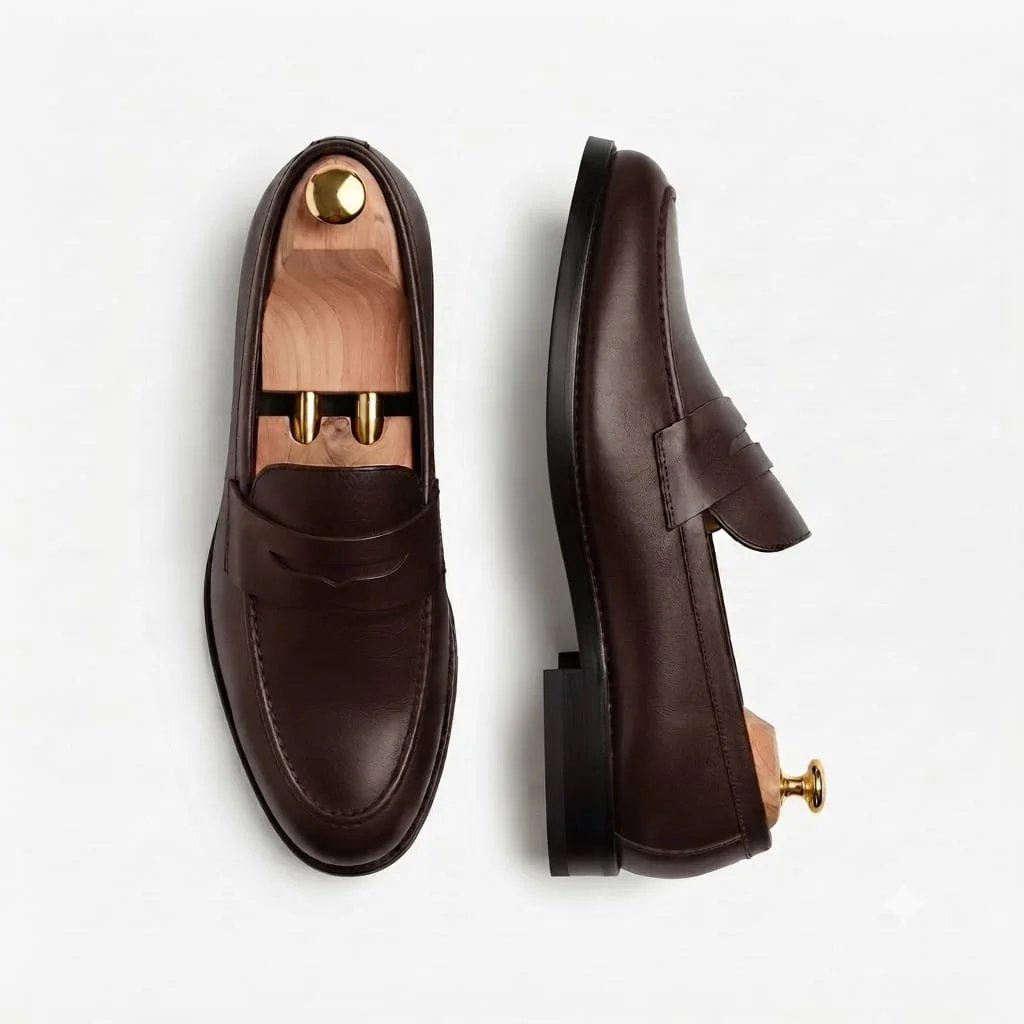 Chaussure  Classique en Cuir Véritable R203 - Marron .