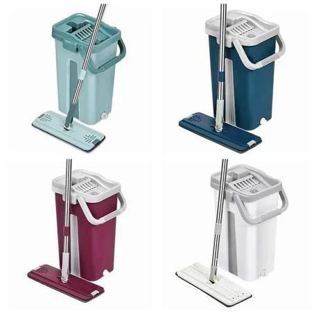 cleaning stain . Flat Mop and Bucket Hand Free Washing Floor Cleaning Mop Wet & Dry Usage / 5 pcs recharge