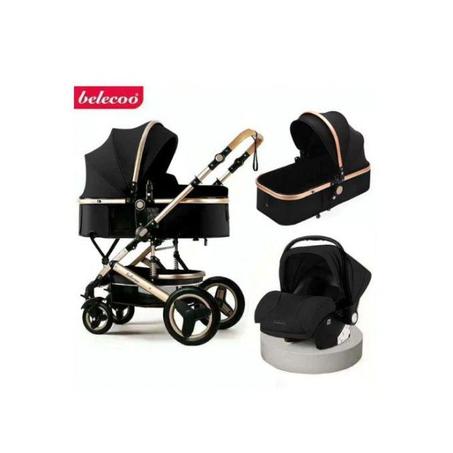Belecoo Poussette 3 en 1 pour bébé, pliante et légère NOIR