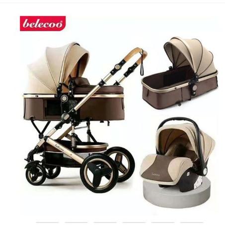 Belecoo – poussette 3 en 1 pour bébé, pliante et légère BEIGE