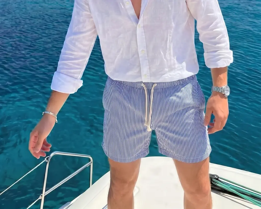 Blue Striped Shorts