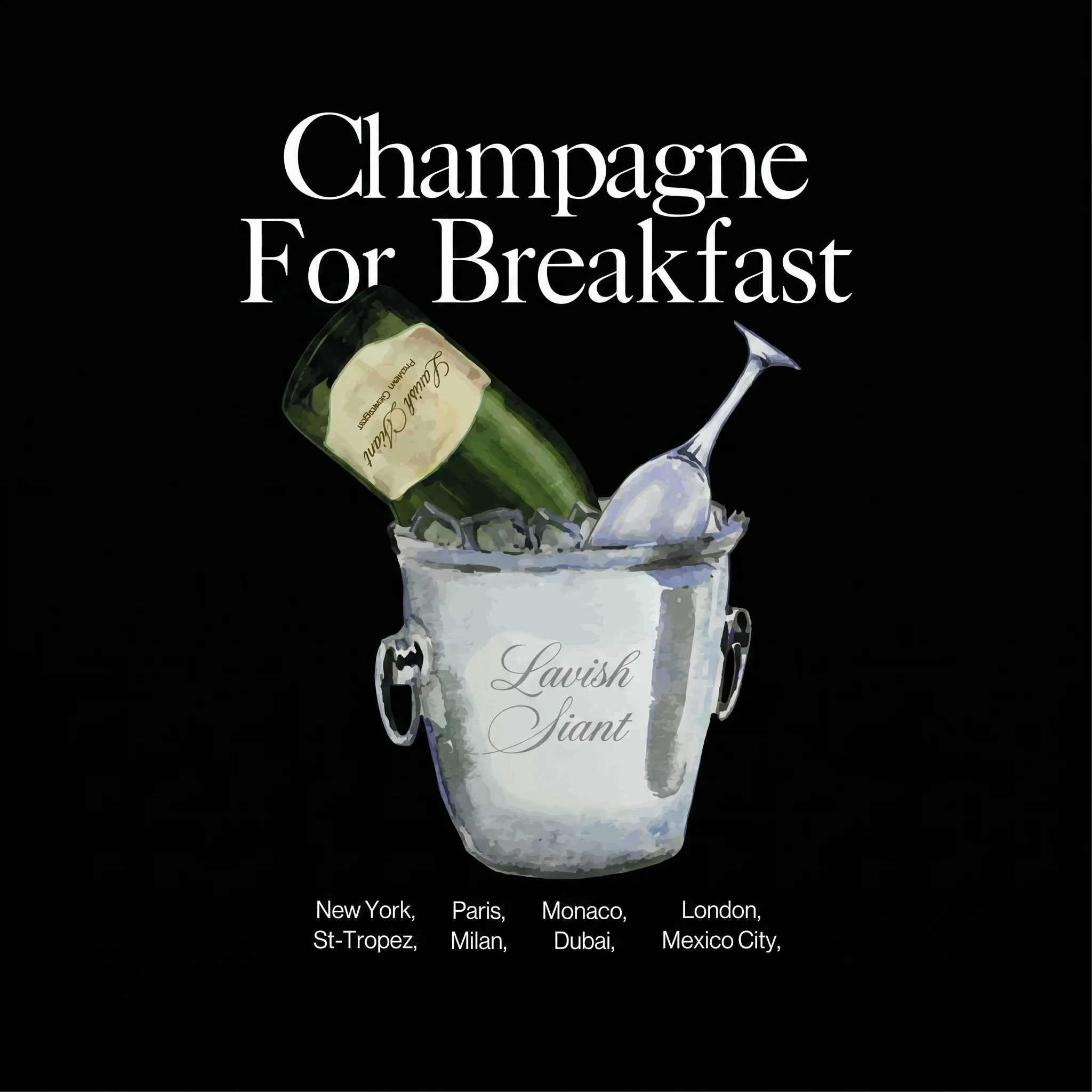 Champagne For Breakfast T-shirt - Black