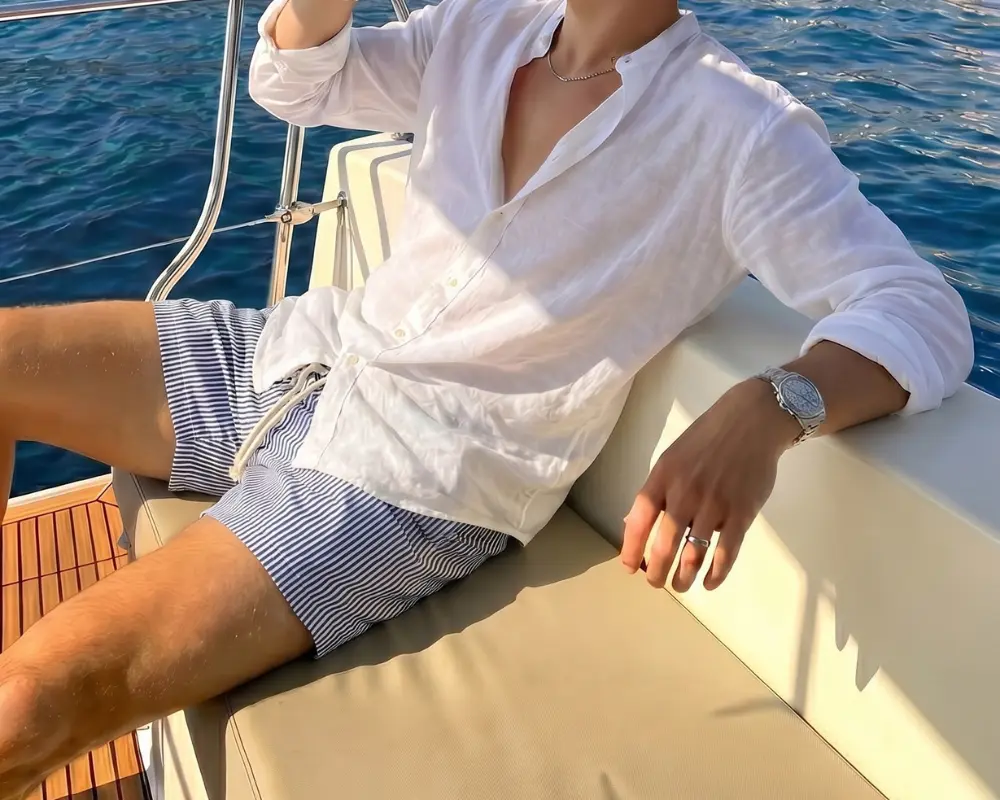 Blue Striped Shorts
