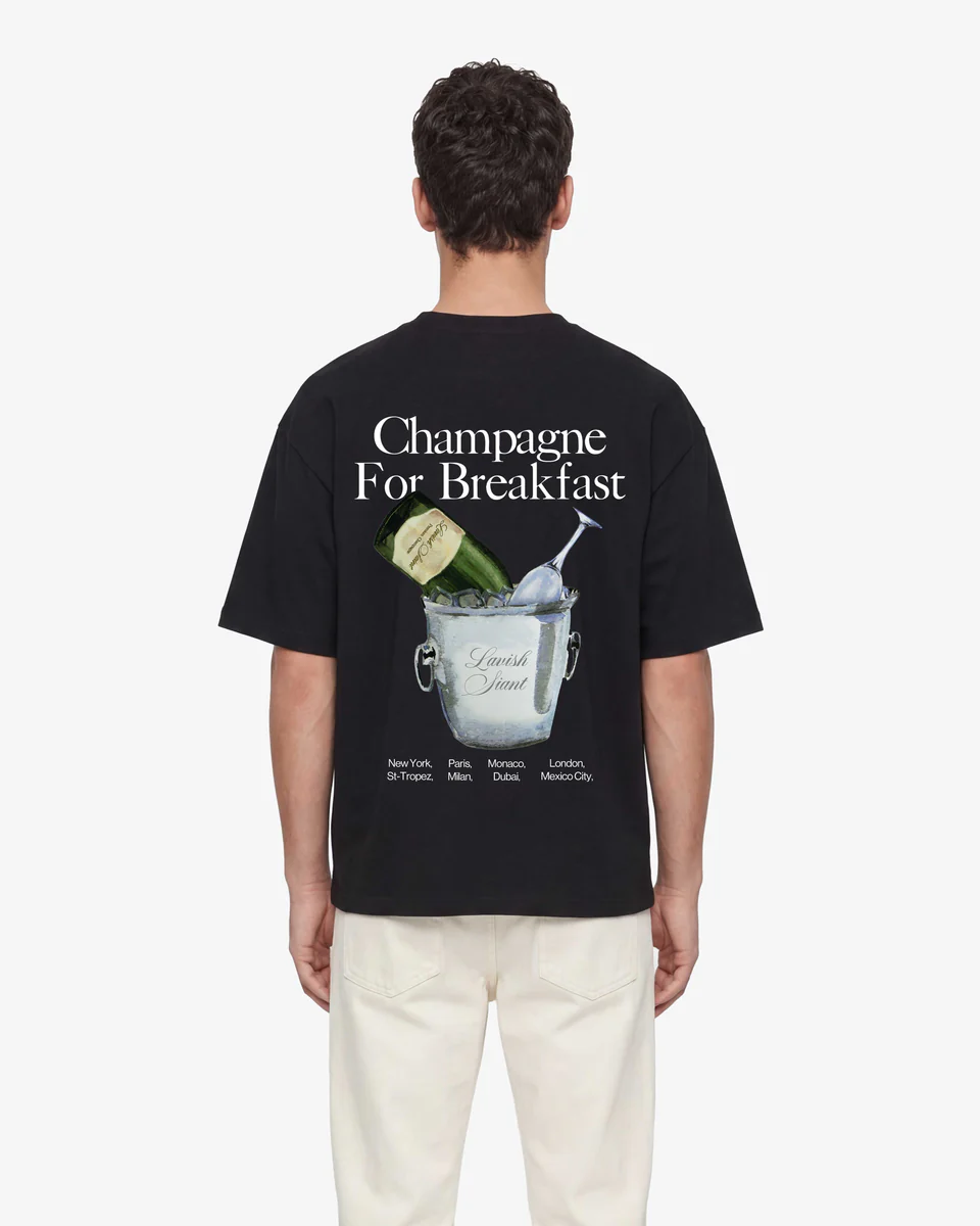 Champagne For Breakfast T-shirt - Black