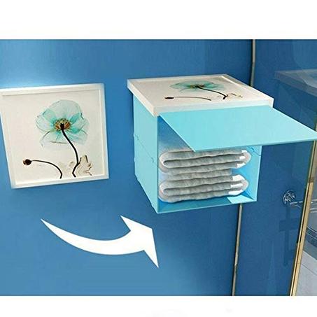 صندوق تخزين ملابس الحمام قابل للطي  مع زخرفة جدار إطار الصورة