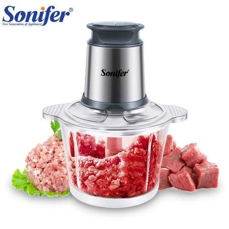 مفرمة كهربائية للحوم والخضروات مع وعاء زجاجي / Hachoir électrique à viande et légume avec bol en verre (Sonifer)