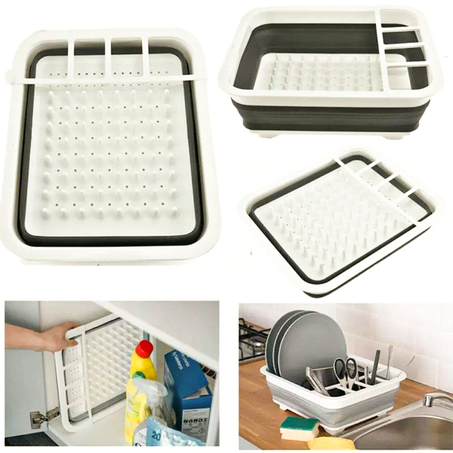 حامل ومجفف أواني من السيليكون والبلاستيك قابل للطي موفر لمساحة التخزين جودة عالية Égouttoir à Vaisselle En Silicone –