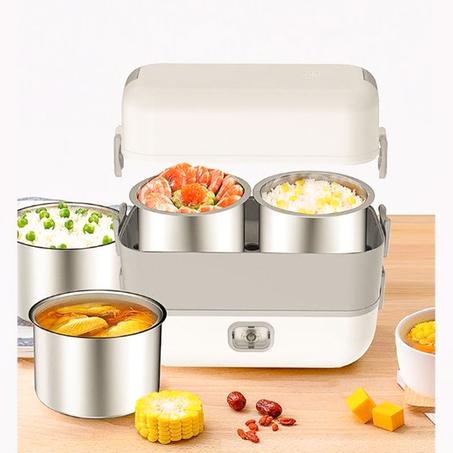 صندوق غداء للطبخ الكهربائي سعة 2 لتر مع حاوية من الفولاذ المقاوم للصدأ