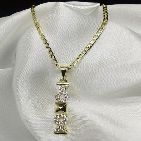 عقد بقلادة مطلية بالذهب XP مرصع باحجار الكريستال