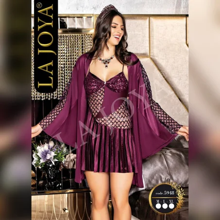 5948 لانجري 3 قطع من الساتان الناعم