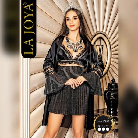 5943 لانجري 3 قطع من الساتان الناعم