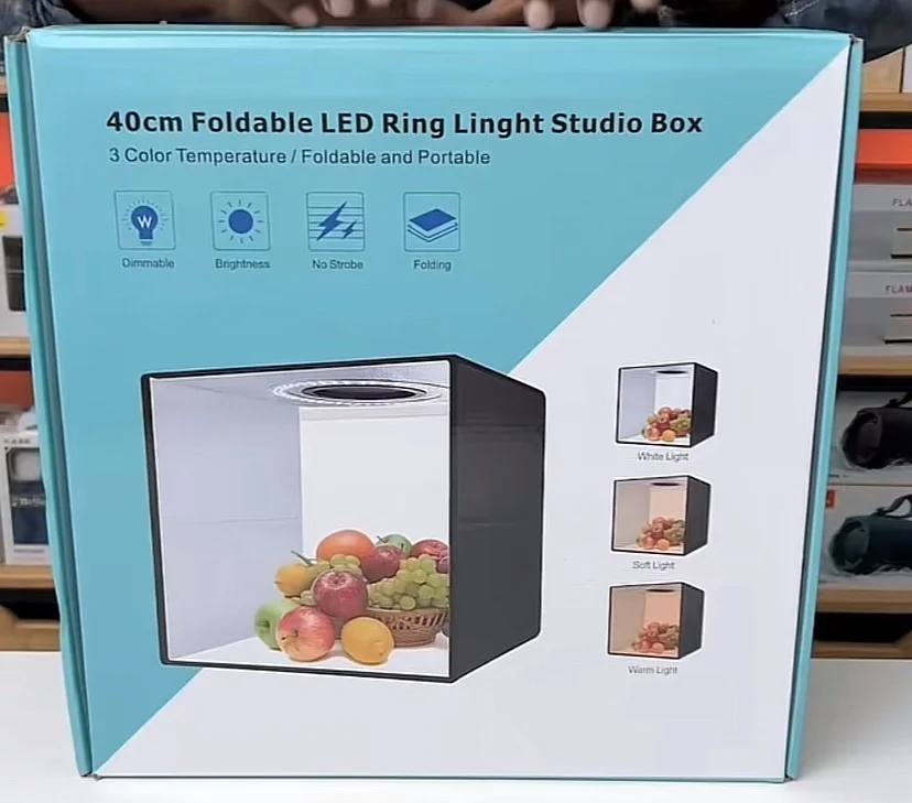 Boîte Studio LED Pliable 40 cm – Éclairage Professionnel pour Photos et Vidéos