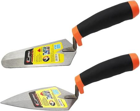 Juego de 2 herramientas manuales de mampostería, juego de palas de señalar y calibrar de 6 pulgadas con mango de agarre suave