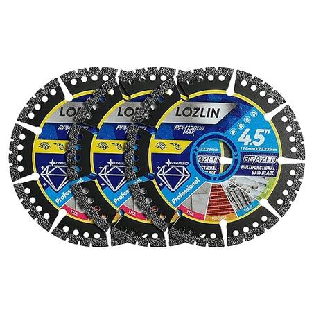 Paquete de 3 hojas de sierra multiusos de diamante de 4.5 pulgadas, discos de amoladora angular resistentes para cortar mármol/cuarzo/piedra/azulejo/metal/plástico