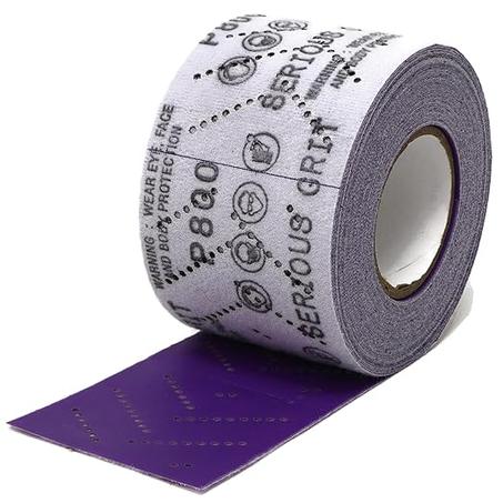 Serious Grit Rollo de papel de lija de cerámica con gancho y bucle de grano 800, 2.756 in x 39.4 ft, rollo abrasivo sin polvo para lijado de automóviles, madera y metal, ideal para reparación