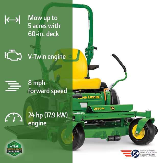 John Deere Z530M 60-in 24 -HP V-twin Gas Zero-turn Riding Lawn Mower