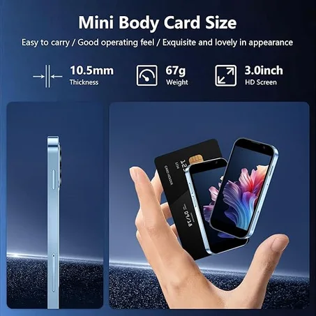 جوال صغير من بي ال كيه اي اير بشاشة لمس HD مقاس 3 انش، اصغر جوال اندرويد غير مقفل للاطفال والطلاب مع نظام تحديد المواقع ثنائي شرائح الاتصال وخاصية التعرف على الوجه 2GB+16GB، ازرق