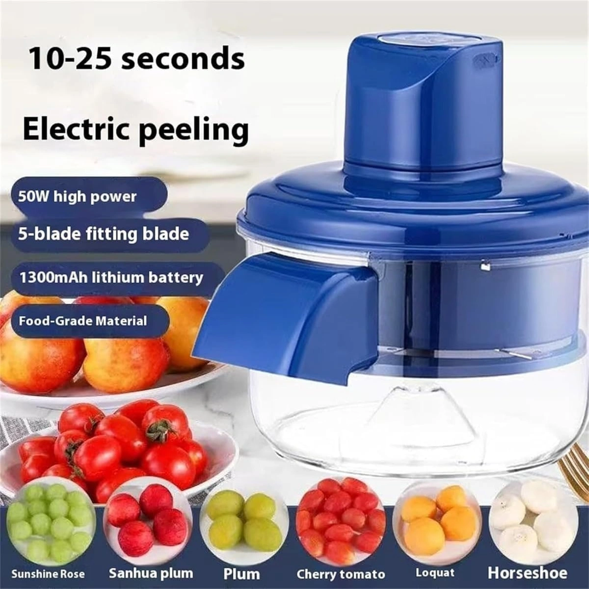 Automatic Garlic & Fruit Peeler Machine – Rechargeable Electric Skin Remover for Garlic, Grapes, Tomatoes, and Cherries