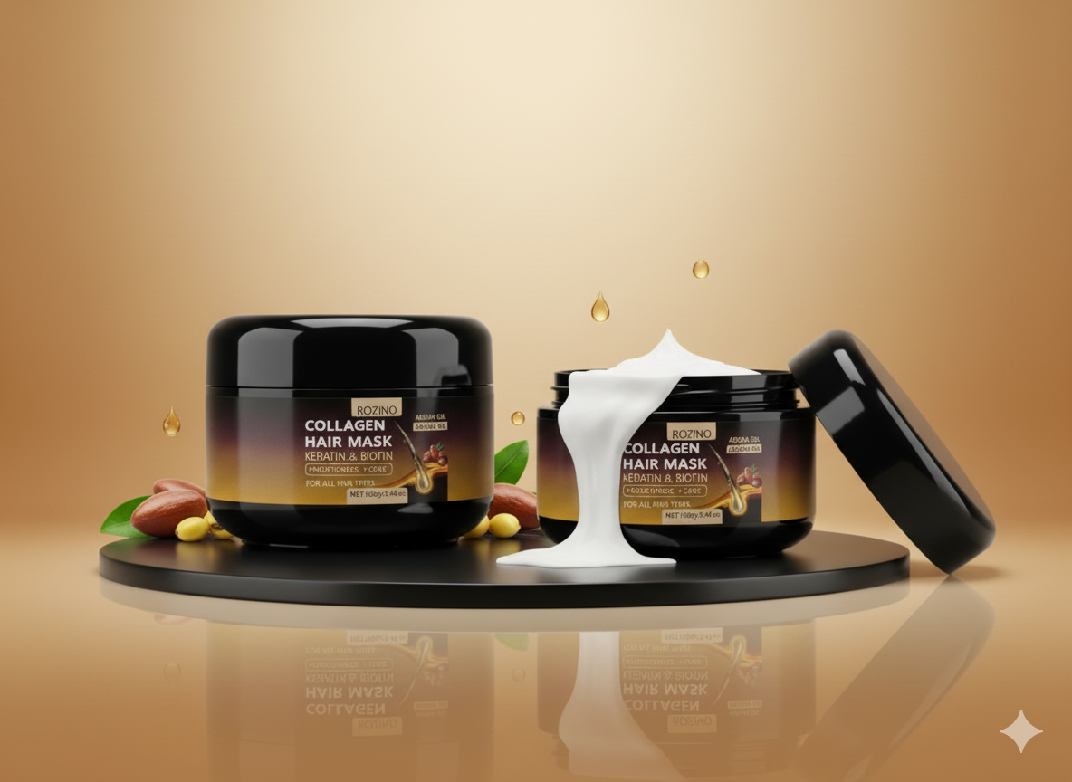 ROZINO قناع للشعر بالكيراتين والبيوتين (زيت الأرغان والجوجوبا)