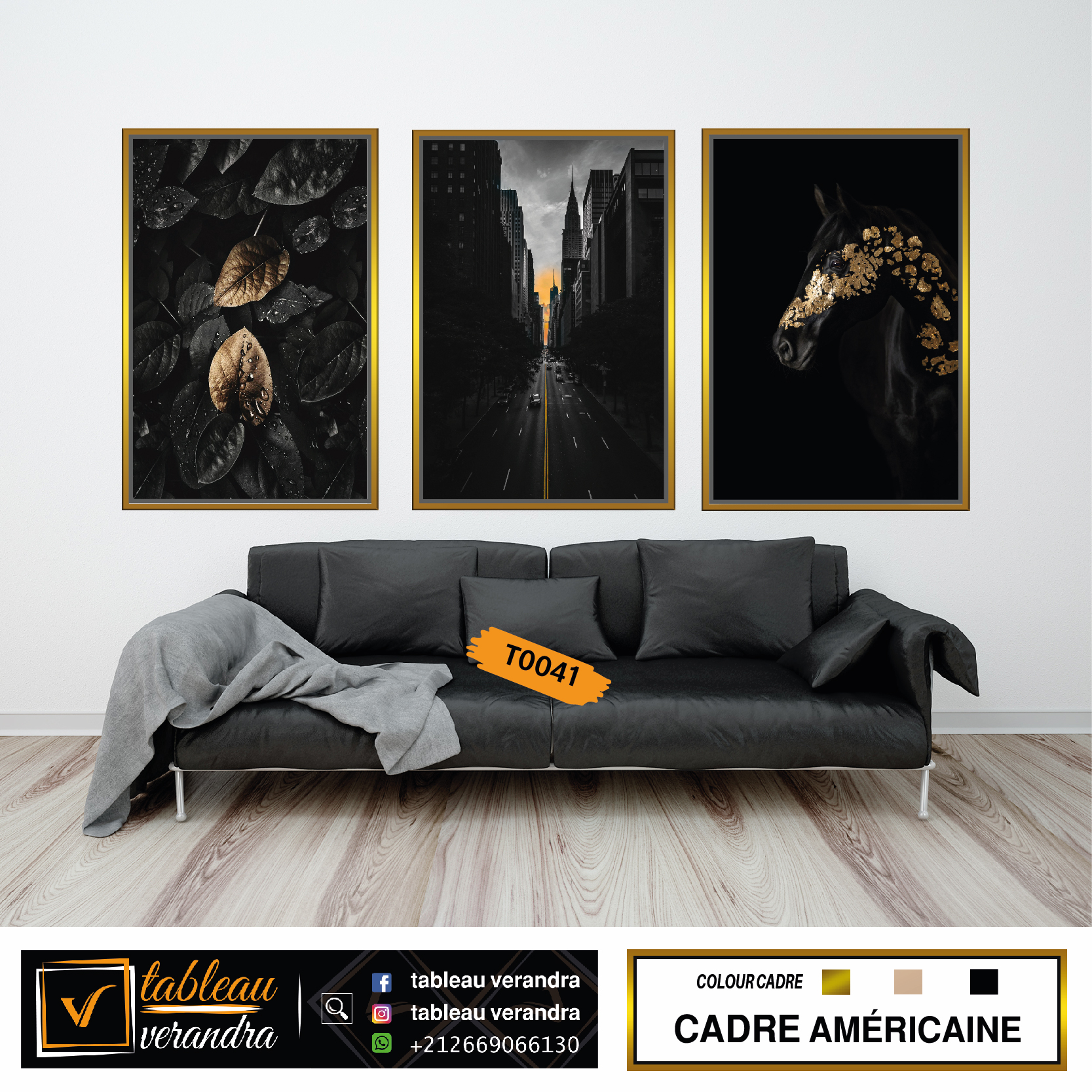 (black)  les 3 tableaux moderne
