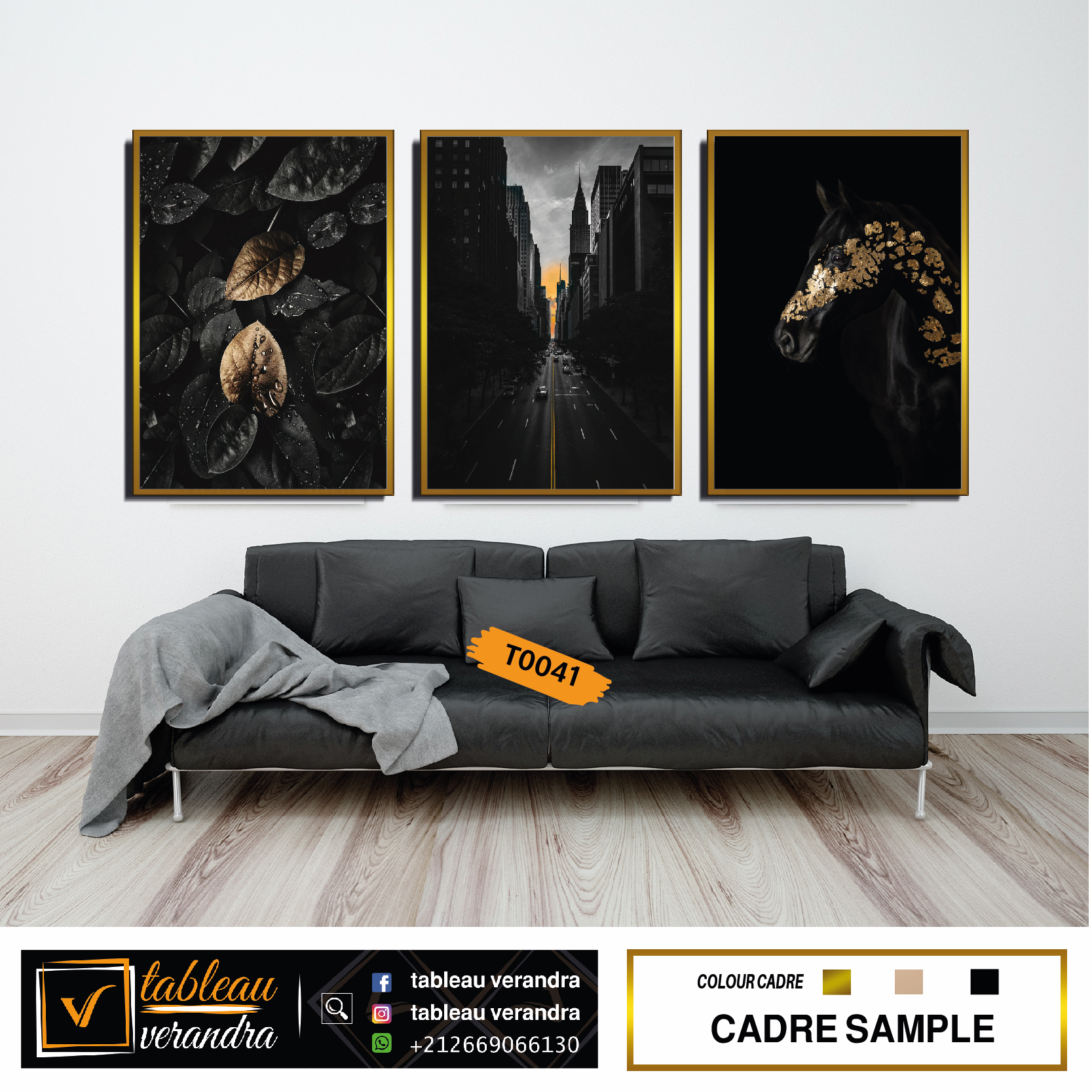 (black)  les 3 tableaux moderne