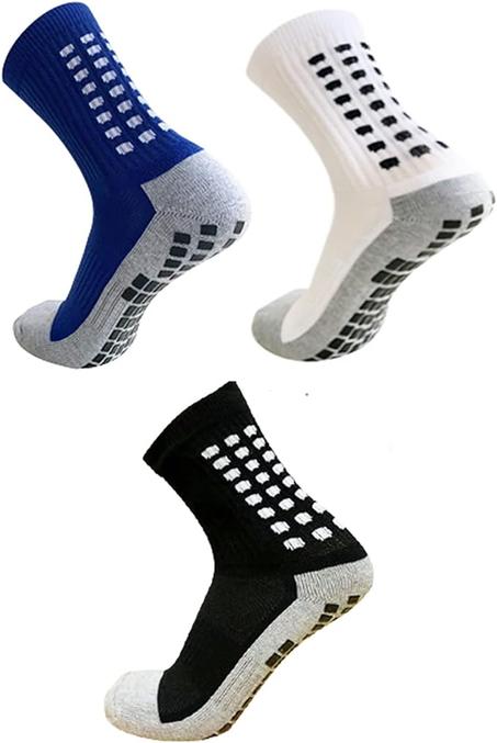 جوارب كرة القدم للجنسين، مضادة للانزلاق، توزيع، قطن، لرياضات كرة القدم وكرة السلة، ابيض واسود وازرق، 3 ازواج، من ارابيست