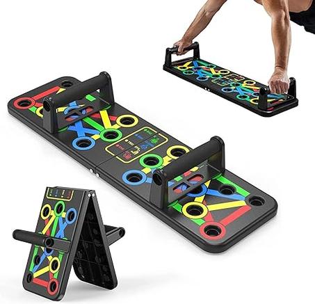 لوح تمارين الضغط متعدد الوظائف 14 في 1 من دي ام جي، مقابض قابلة للطي للارض لتقوية الذراعين والقلب والظهر، معدات تدريب القوة المحمولة لصالة الالعاب الرياضية المنزلية للرجال والنساء