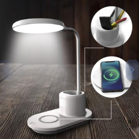 مصباح الطاولة مع شاحن لاسلكي