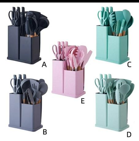 Ensemble d’ustensiles de cuisine en silicone 19 pièces