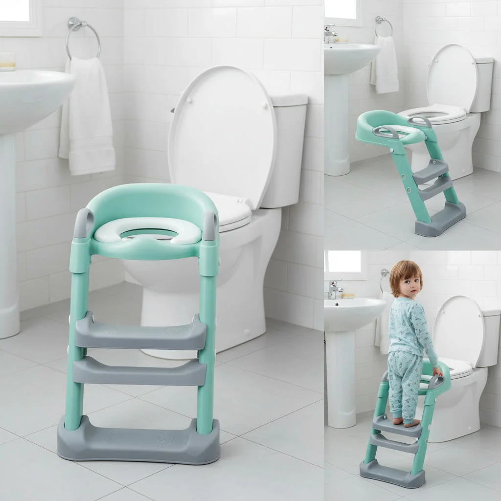 درج مرحاض للأطفال – سلم تدريب على الحمام – ثابت وقابل للتعديل