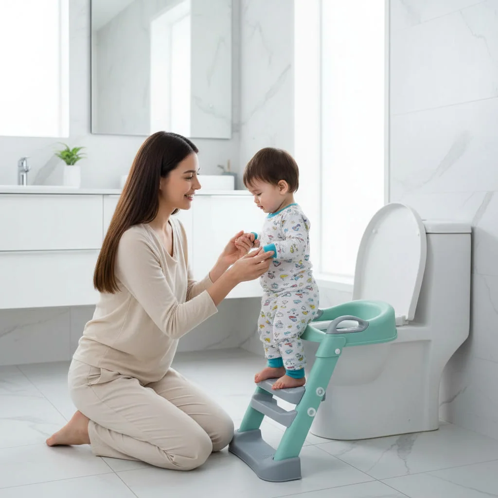 درج مرحاض للأطفال – سلم تدريب على الحمام – ثابت وقابل للتعديل