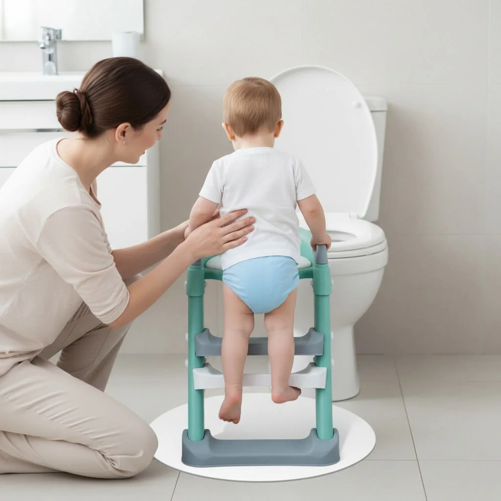 درج مرحاض للأطفال – سلم تدريب على الحمام – ثابت وقابل للتعديل