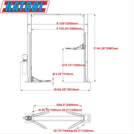 KATOOL 2 Post Lift 11000lbs Two Post Auto Lift Auto Truck Hoist 2-Post Car Lift - Katool