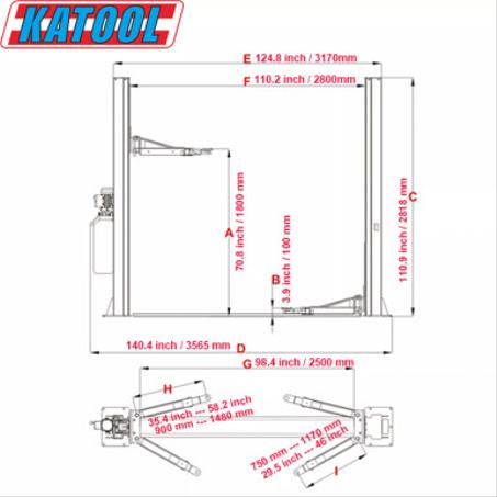 10000 lbs Two Post Lift 2-Post Lift Auto Lift Truck Lift Auto Hoist Car Lift - Katool
