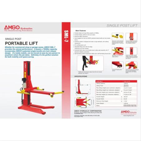 AMGO SML-7 7,000 lbs Single Post Lift - AMGO