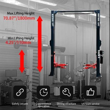 KATOOL 11000lbs Single Point Lock Release Direct Drive Two Post Lift 2 Post Lift Auto Lift 2-post Lift Clear Floor Car Lift, AS110D - Katool