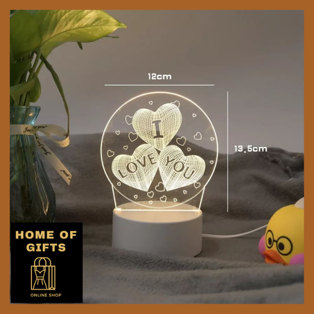 Lampe LED 3D en acrylique  : Thème romantique