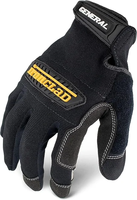 Ironclad General Utility - Guantes de trabajo GUG, multiusos, ajuste de rendimiento, duraderos, lavables a máquina (1 par, color negro)