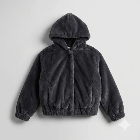 Veste Fausse Fourrure à Capuche