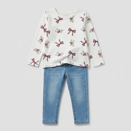 T-shirt Imprimé Chatons et Jeans