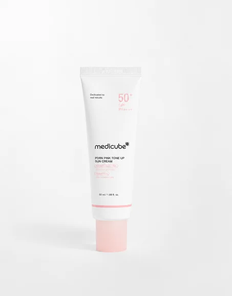 واقي الشمس تون اب PDRN Medicube Tone Up PDRN Pink Sunscreen for Even Skin Tone – 50mlالوردي لتوحيد لون البشرة من ميديكيوب – 50مل