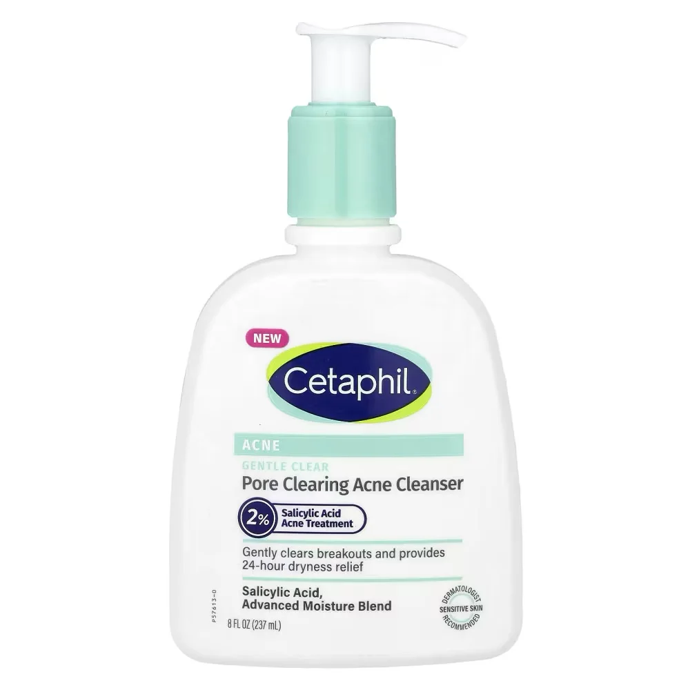 غسول الوجه الرغوي اللطيف من سيتافيل لعلاج حب الشباب، ٢٪ حمض الساليسيليك 236ملCetaphil Gentle Clear Pore Clearing Acne Cleanser with 2% Salicylic Acid